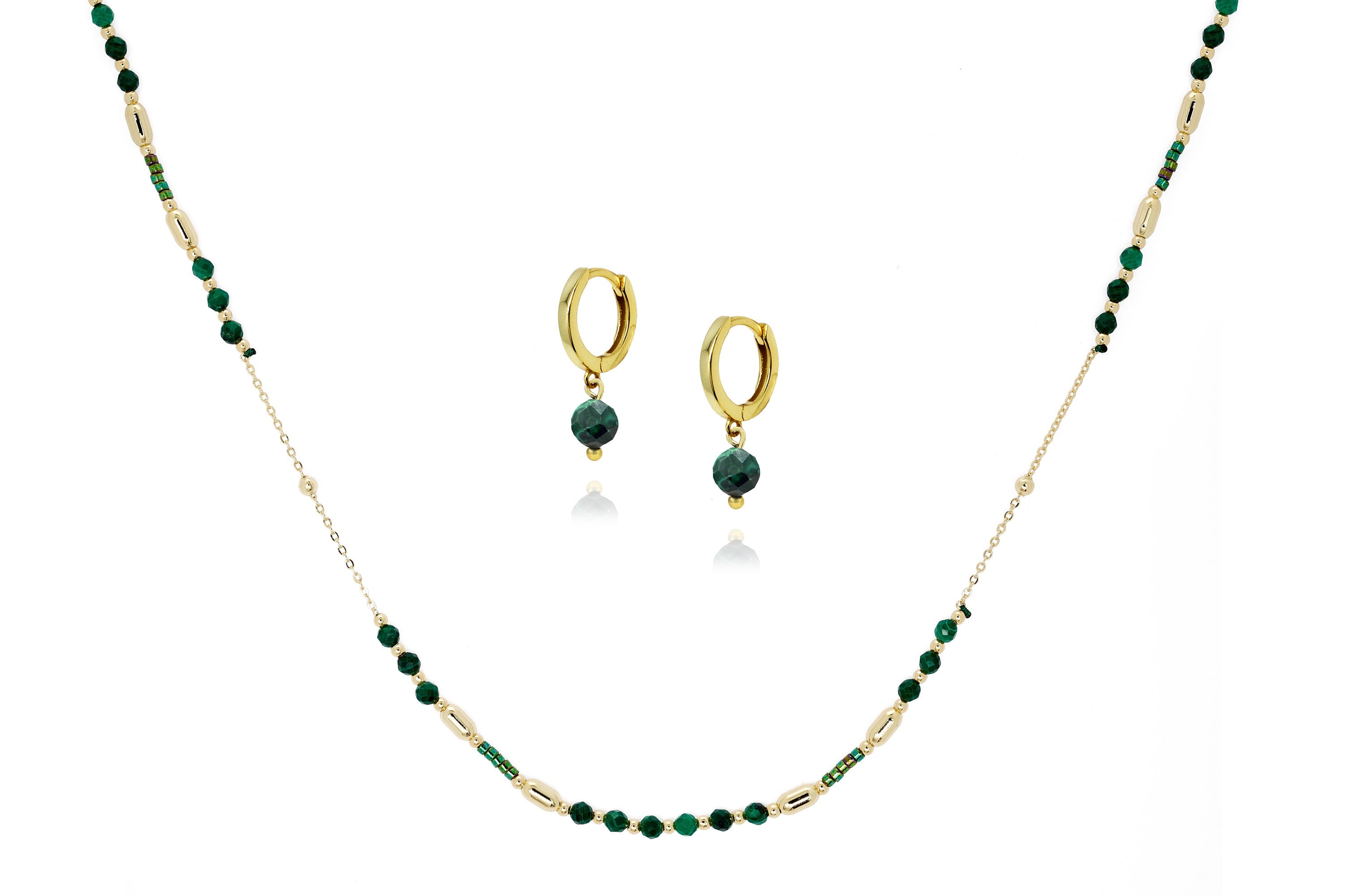 Horus Necklace & Earring Set#color_Malachite