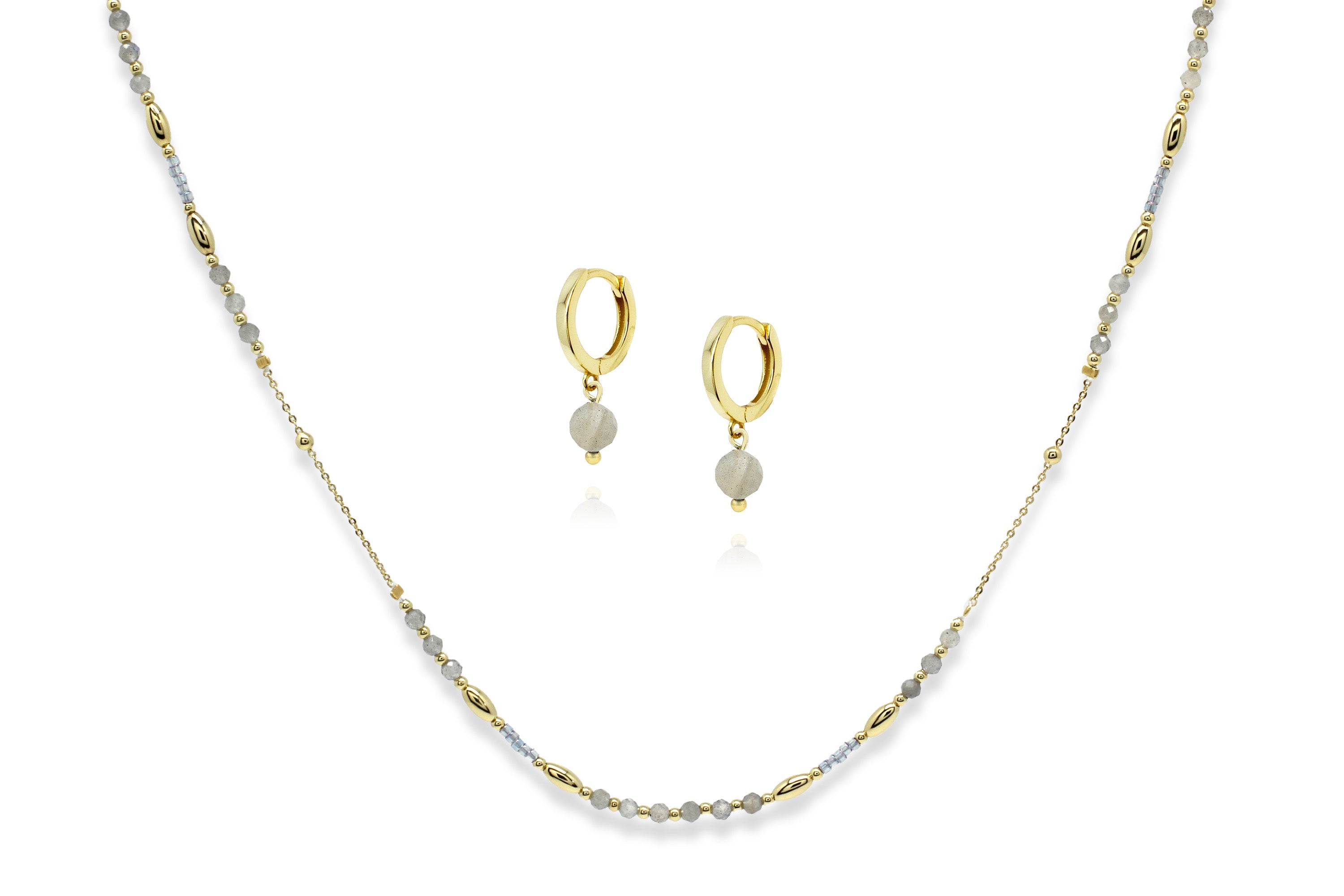 Horus Necklace & Earring Set#color_Labradorite