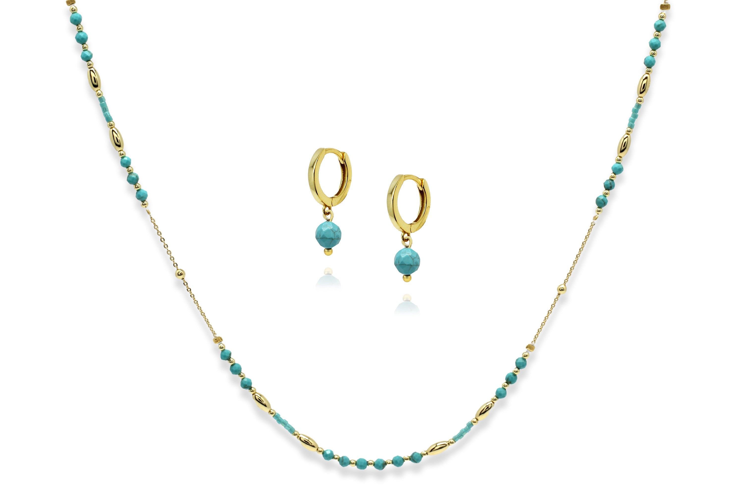 Horus Necklace & Earring Set#color_Turquoise