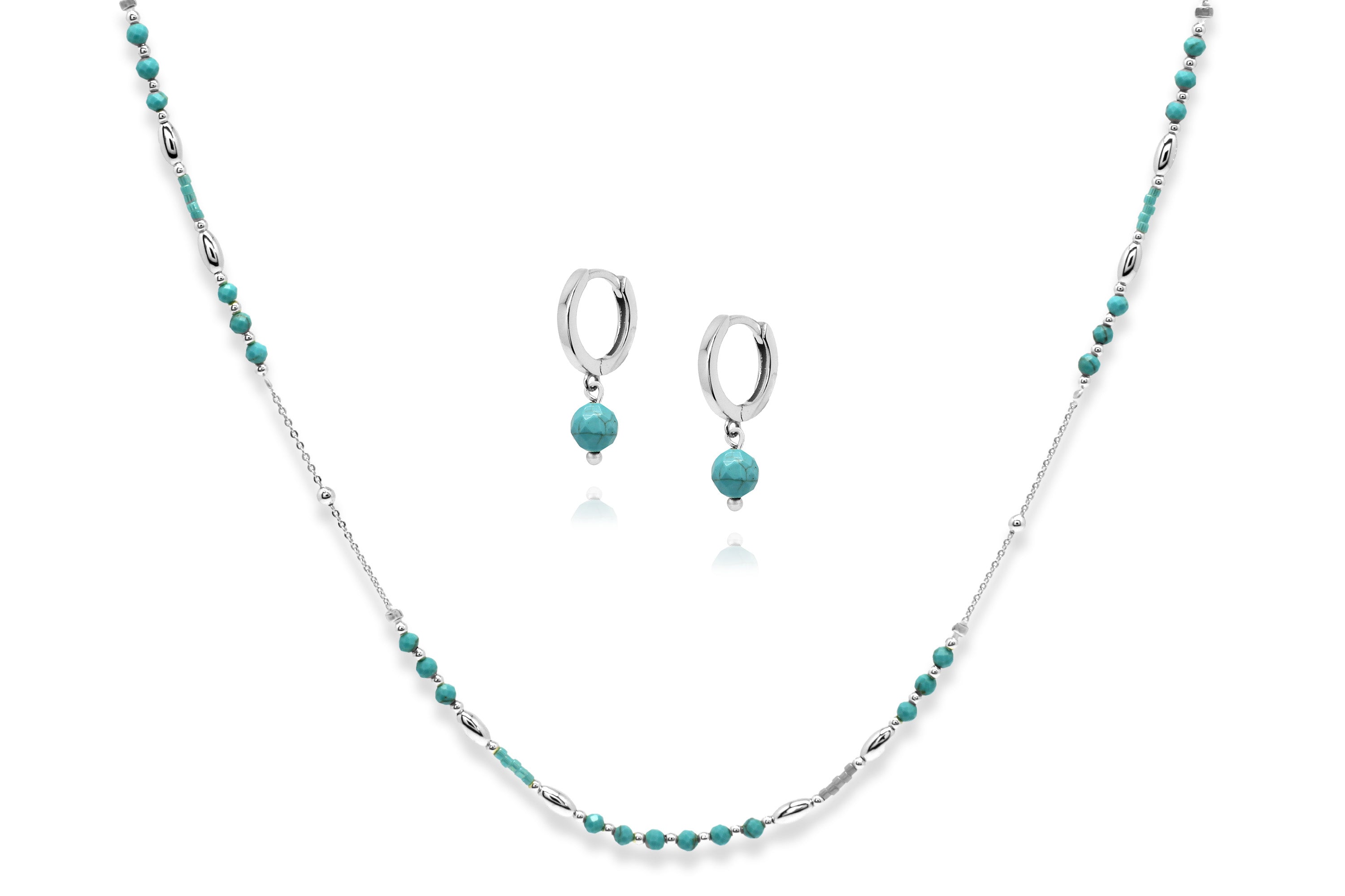 Horus Gemstone Silver Necklace & Earring Gift Set