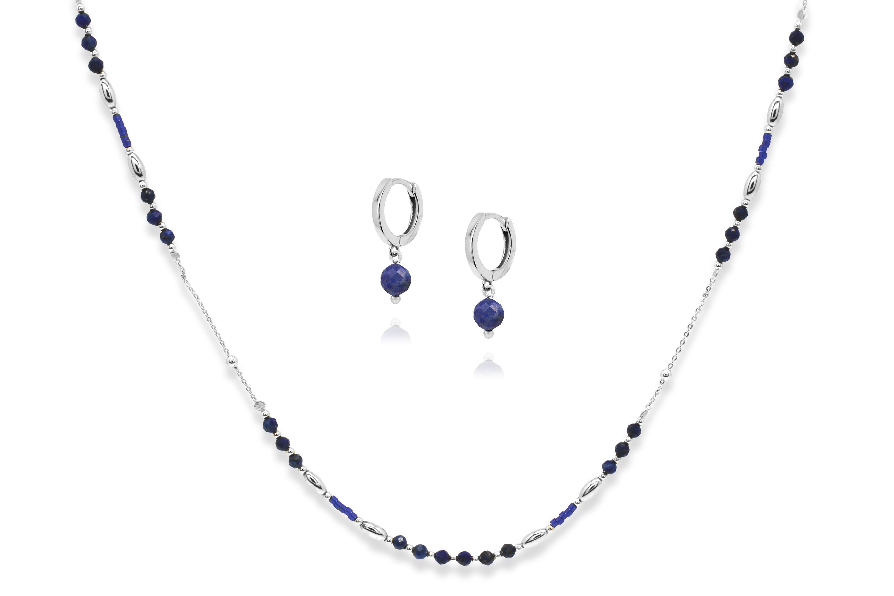 Horus Gemstone Silver Necklace & Earring Gift Set
