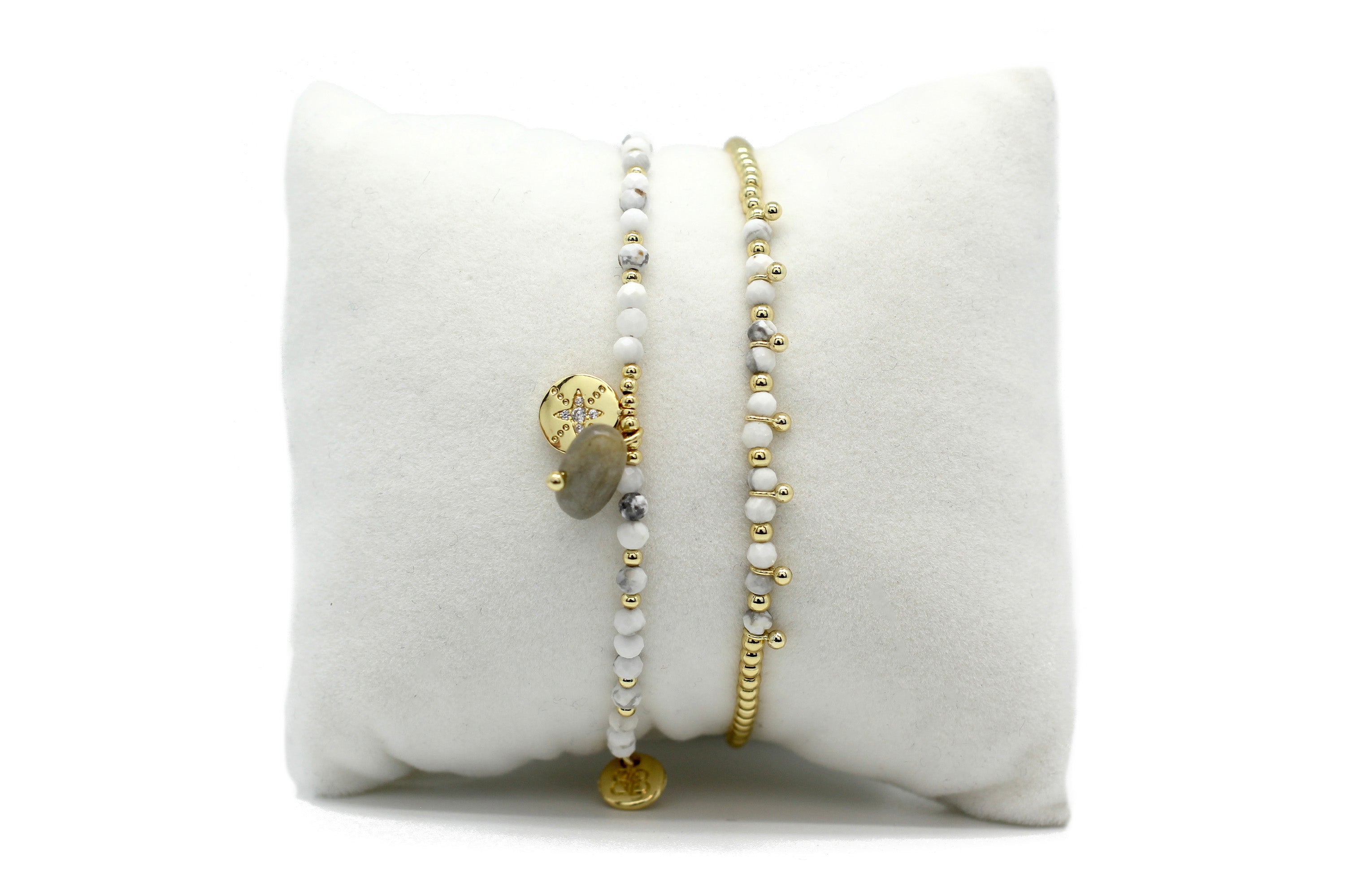 Quebec white 2  Layered Bracelet Stack