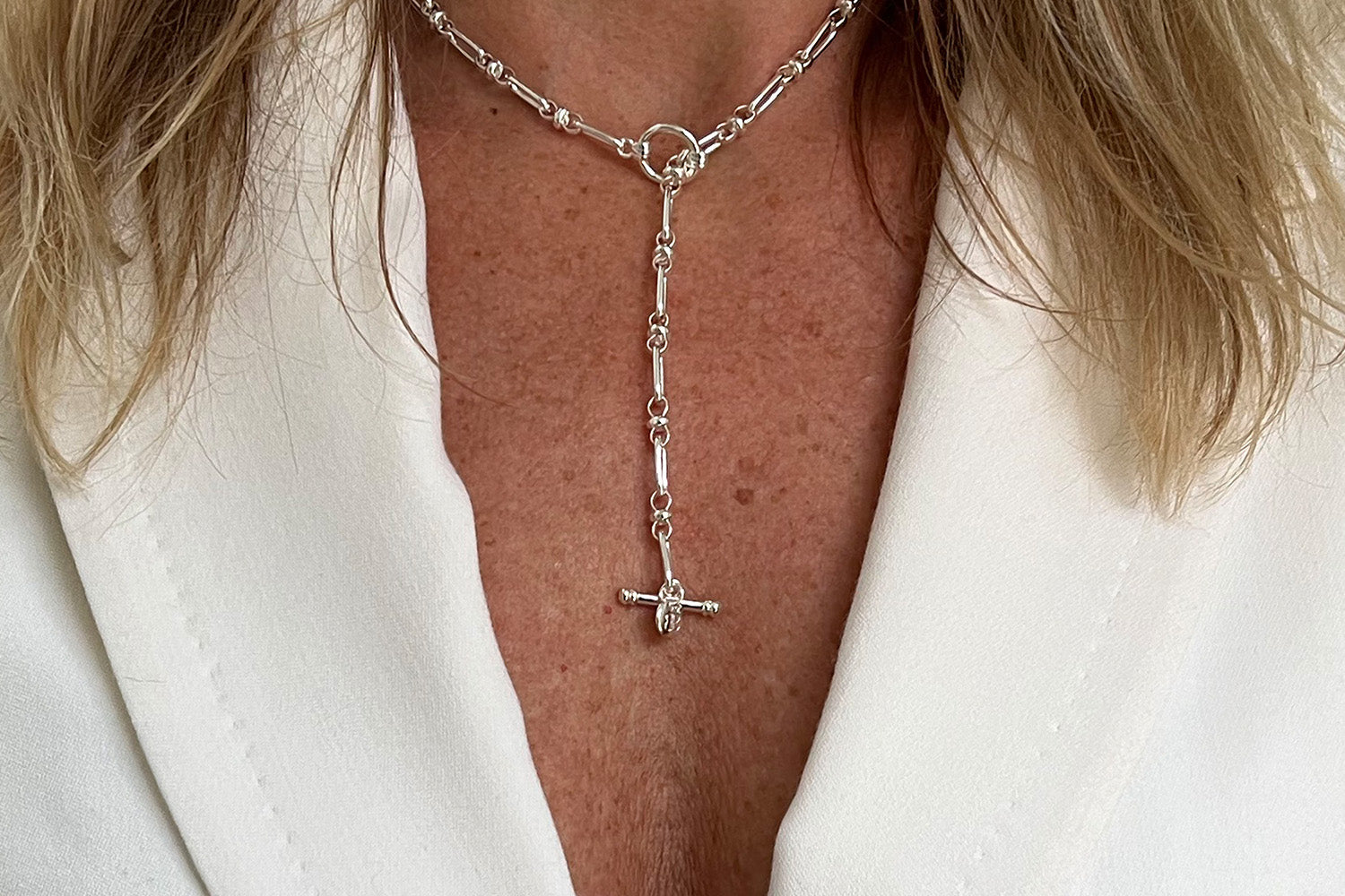 Cetus Silver T-Bar Chain Necklace - Boho Betty