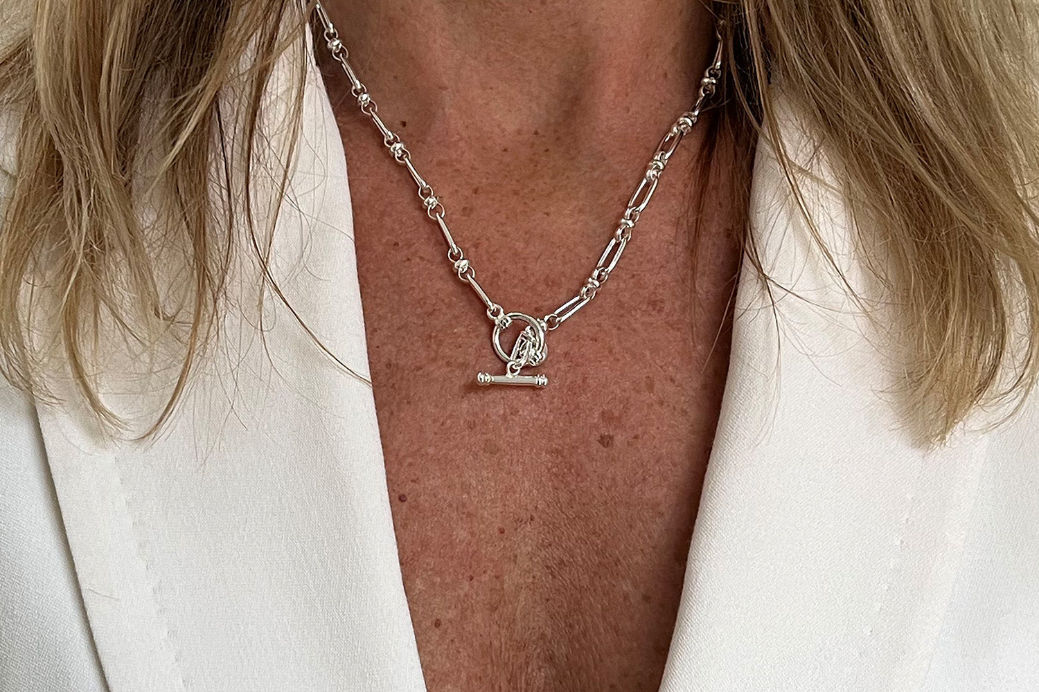Cetus Silver T-Bar Chain Necklace - Boho Betty