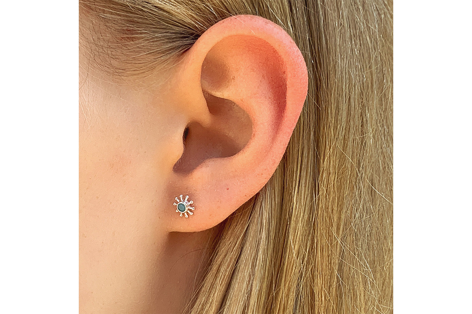 Lopez Silver Sunburst Stud Earrings - Boho Betty