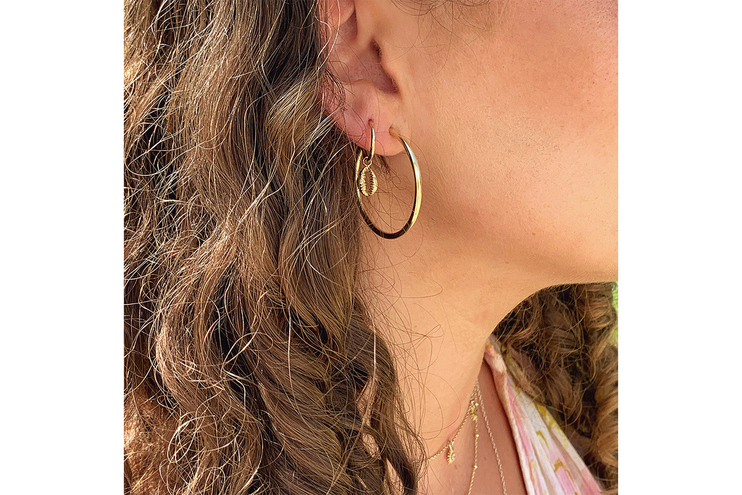 Tatyana Gold Shell Half Hoop Earrings - Boho Betty