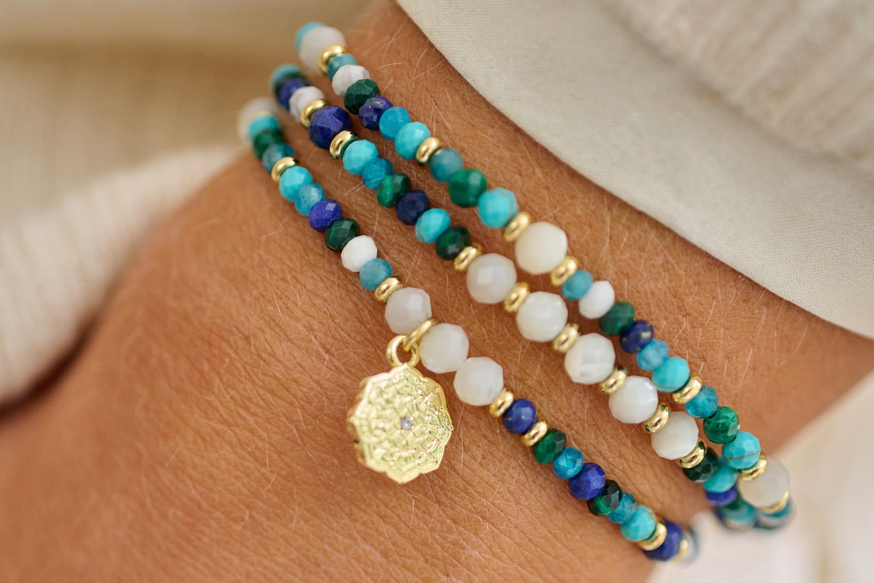 Berry 3 Layer Gemstone Bracelet Stack - Boho Betty