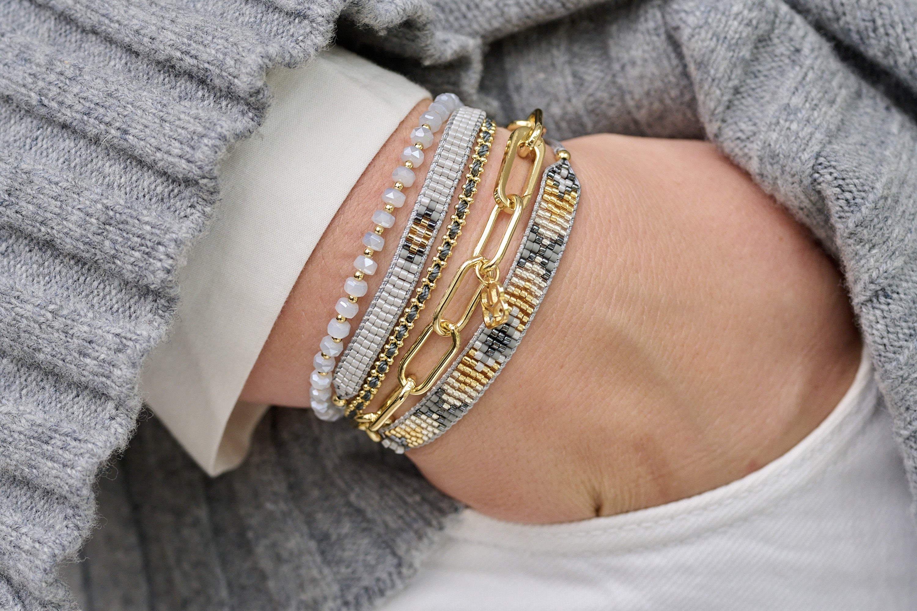 Fidda Grey 3 Layer Bracelet Stack