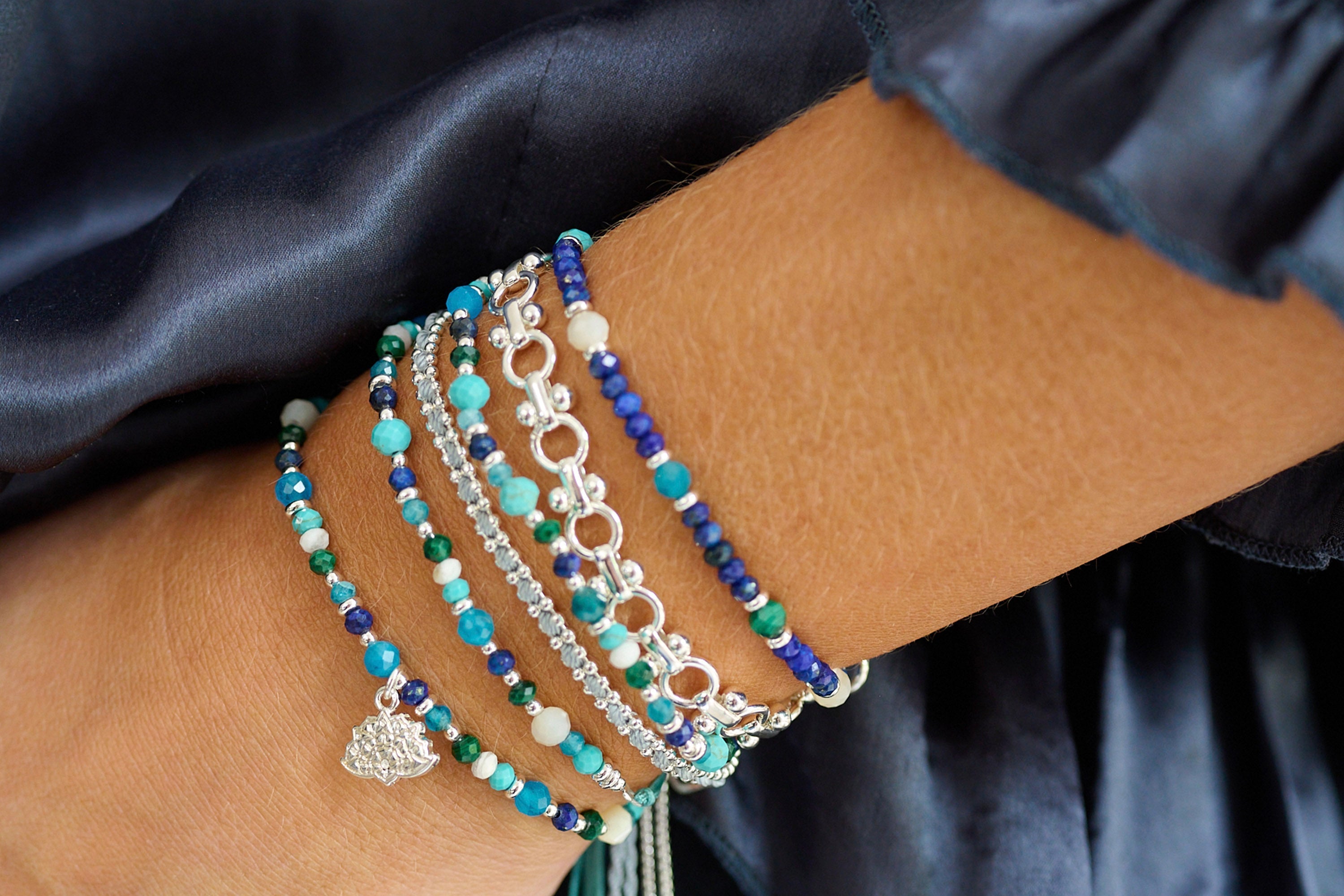 Elixer Silver Gemstone Bracelet - Boho Betty