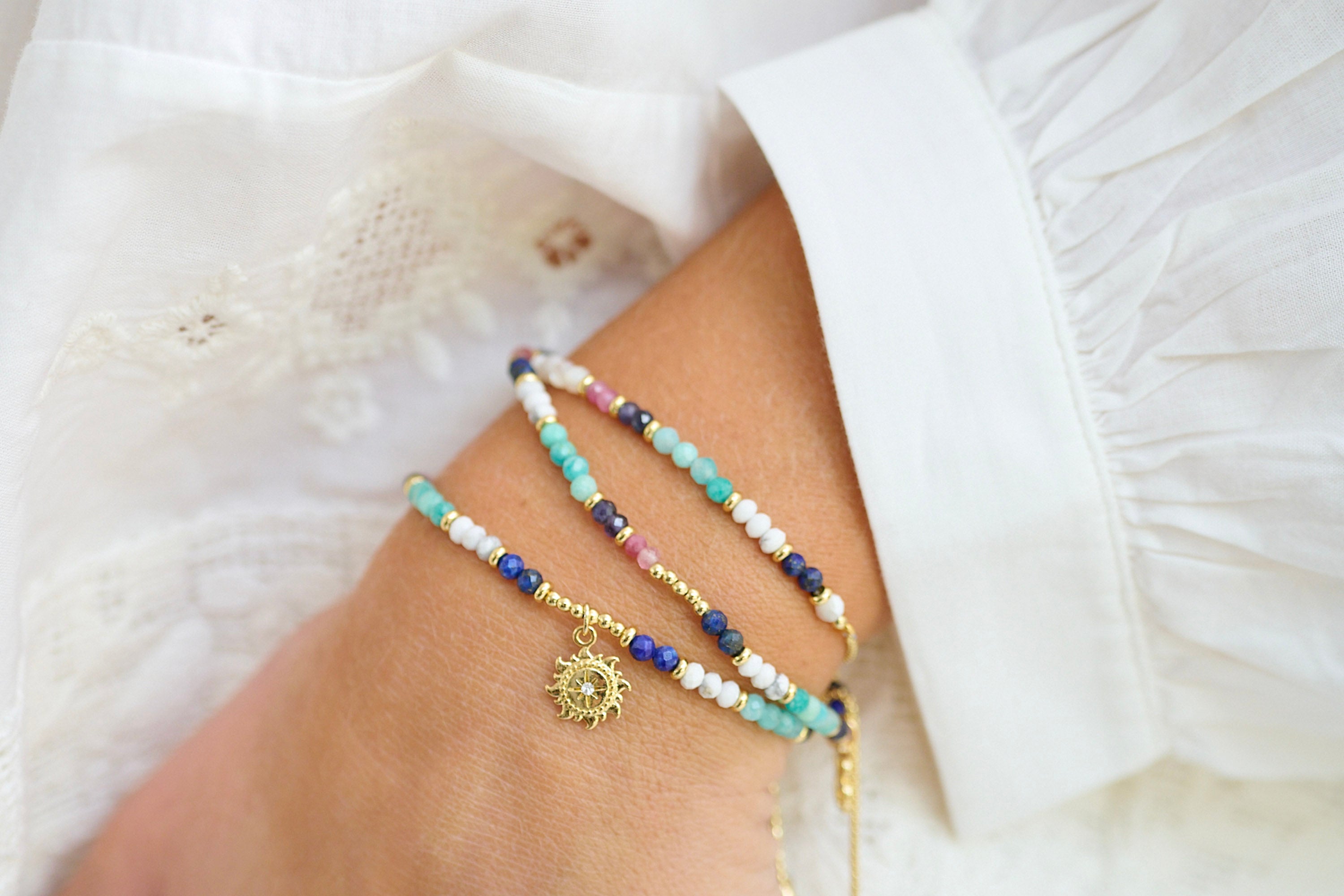 Dash Multi Gemstone Stretch Bracelet - Boho Betty